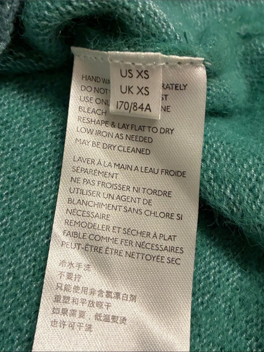 Free People “Mint” Teal Green Cropped Got Your Back Knit Sweater Top Size XS